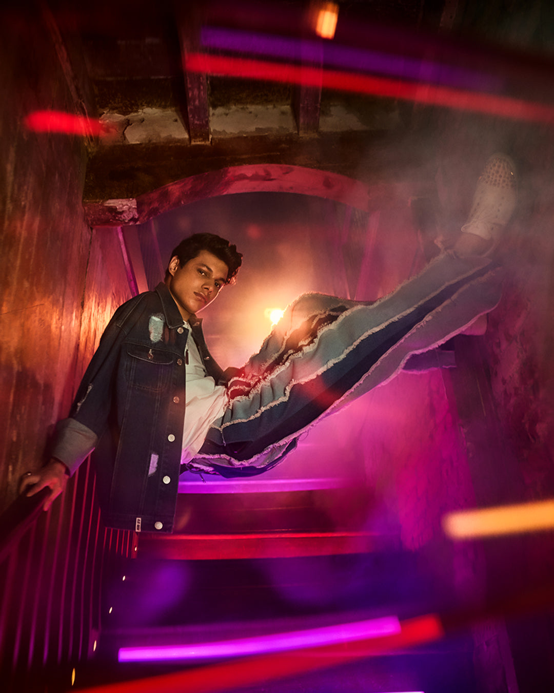 STRIP DENIM PANT BLUE