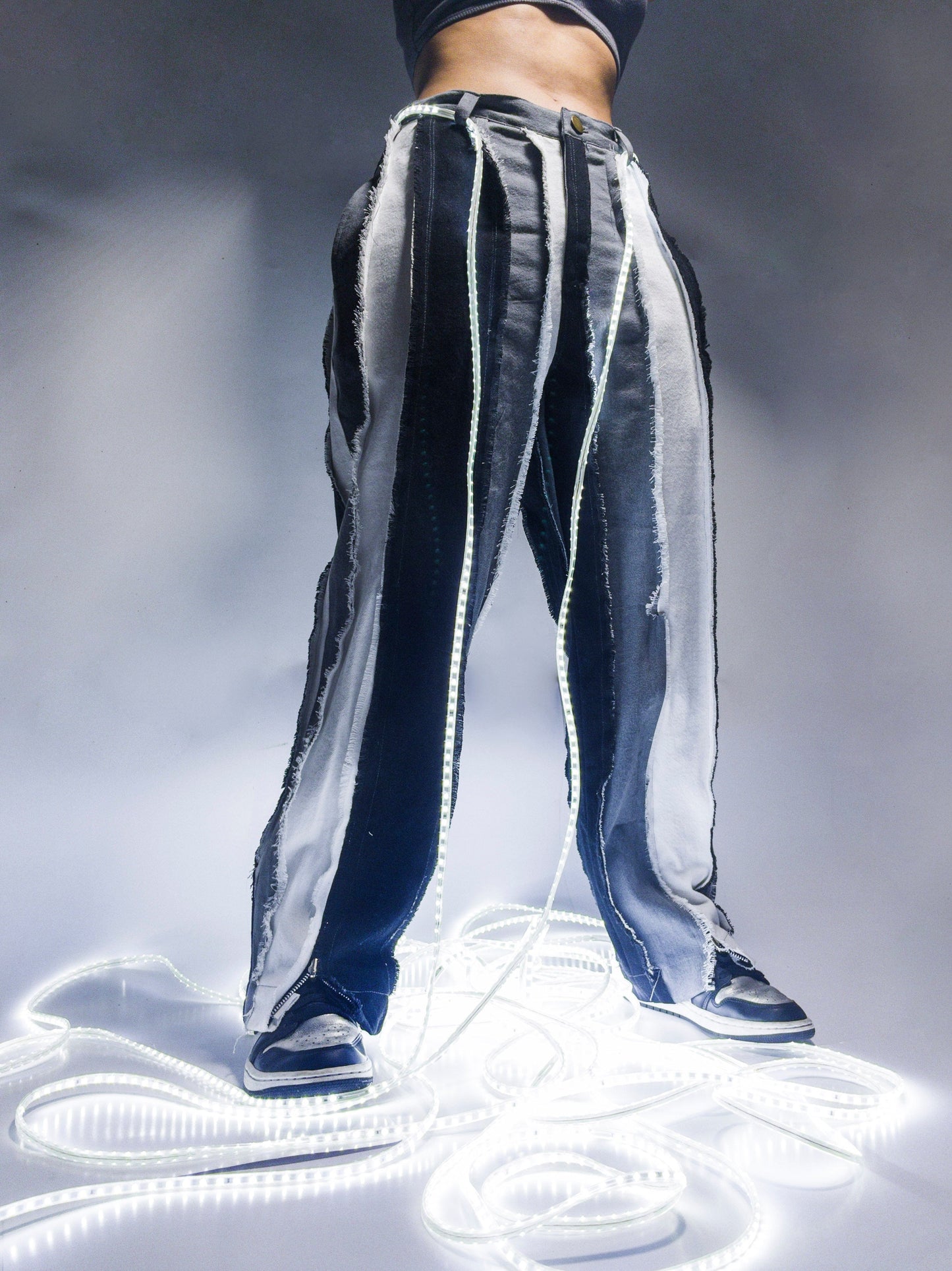 STRIP DENIM PANT CHARCOAL