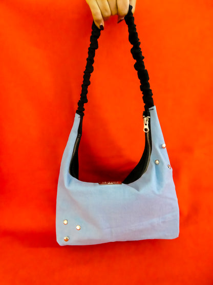 TWO SIDED DENIM SHOULDER BAG