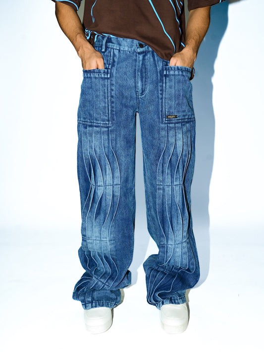 PLEATED DENIMS