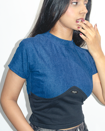 SCULPT DENIM TEE - DARK