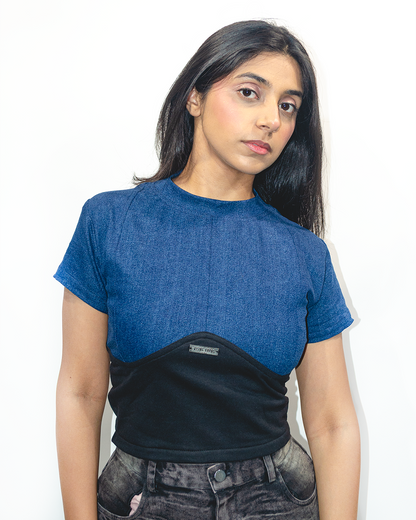 SCULPT DENIM TEE - DARK