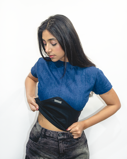 SCULPT DENIM TEE - DARK