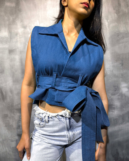 MARINA BLUE TIE UP VEST