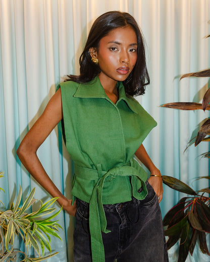 MATCHA GREEN TIE UP VEST