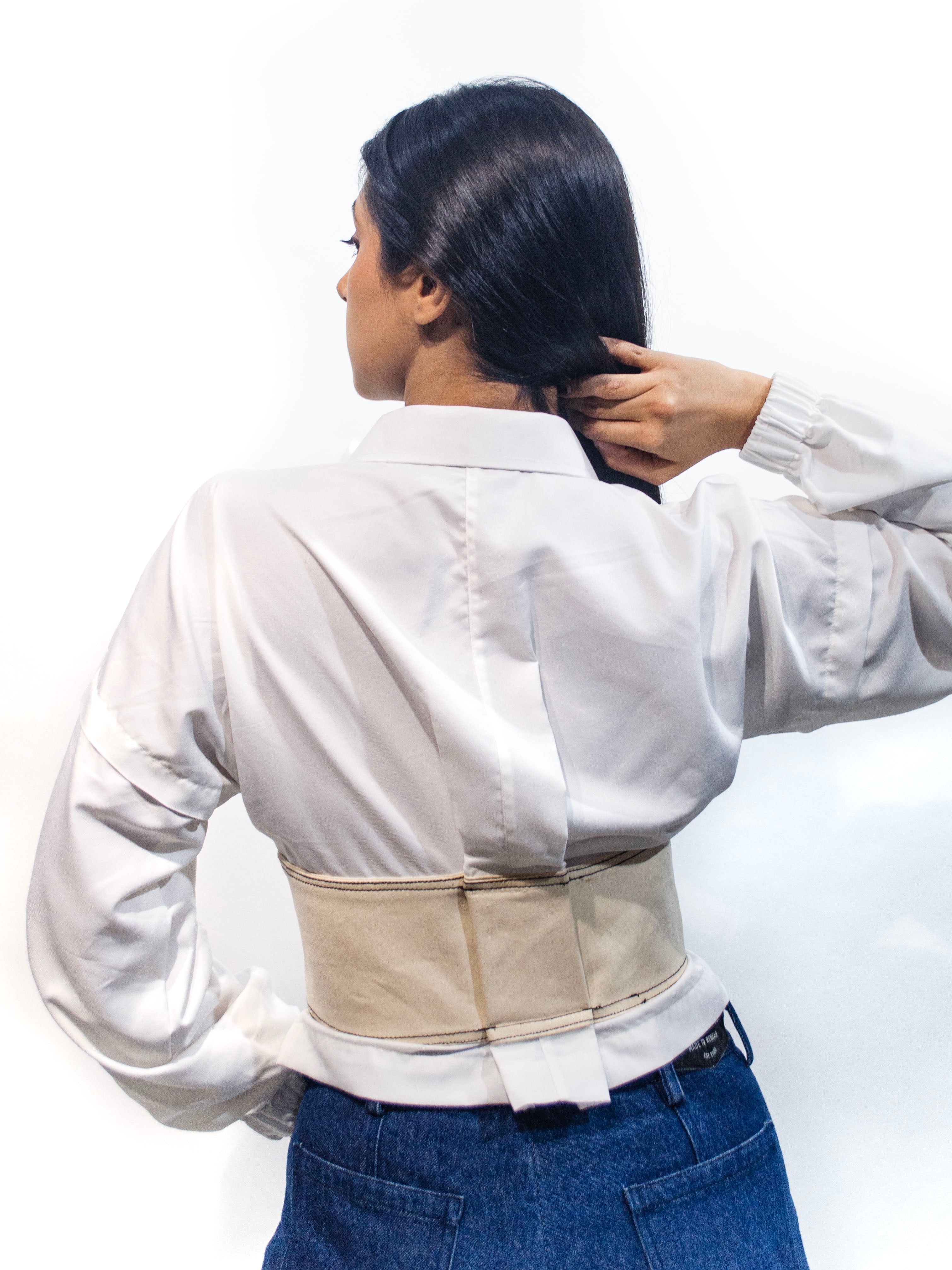 ECRU BELTED SHIRT