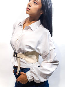 ECRU BELTED SHIRT