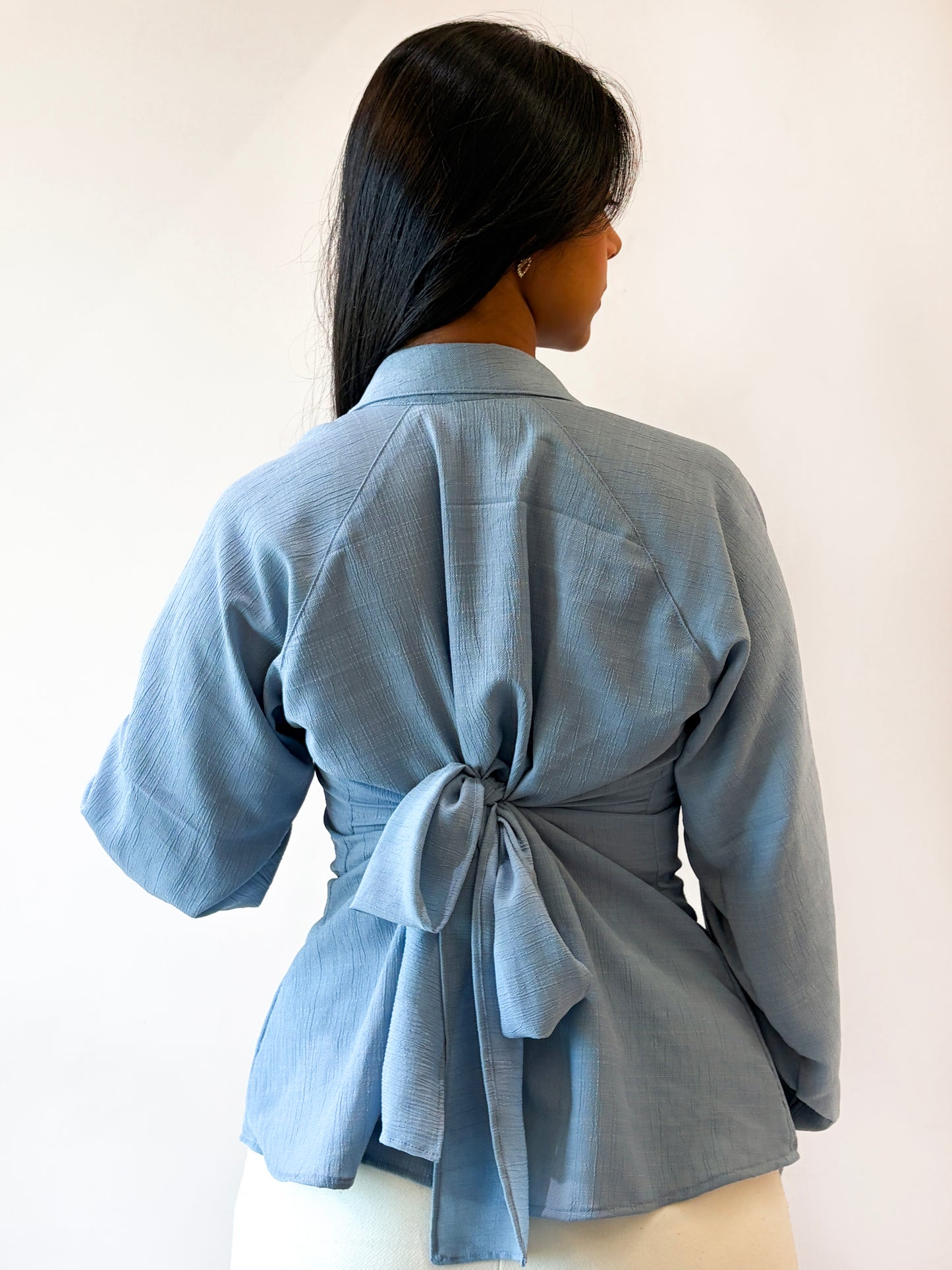 TIE UP BLOUSE IN BLUE