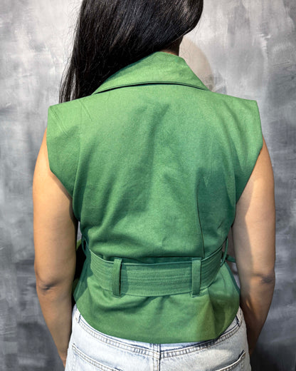 MATCHA GREEN TIE UP VEST