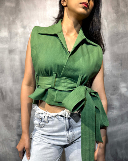 MATCHA GREEN TIE UP VEST