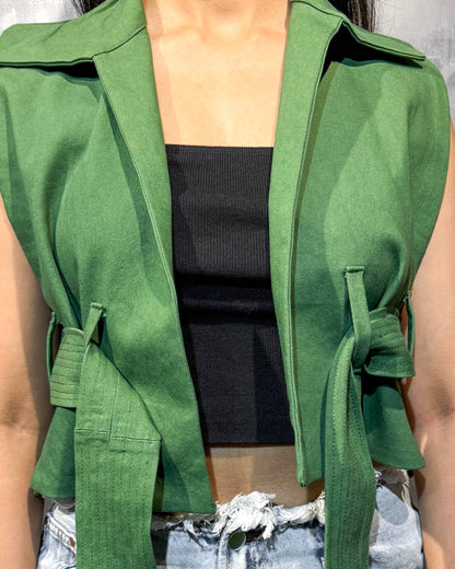 MATCHA GREEN TIE UP VEST