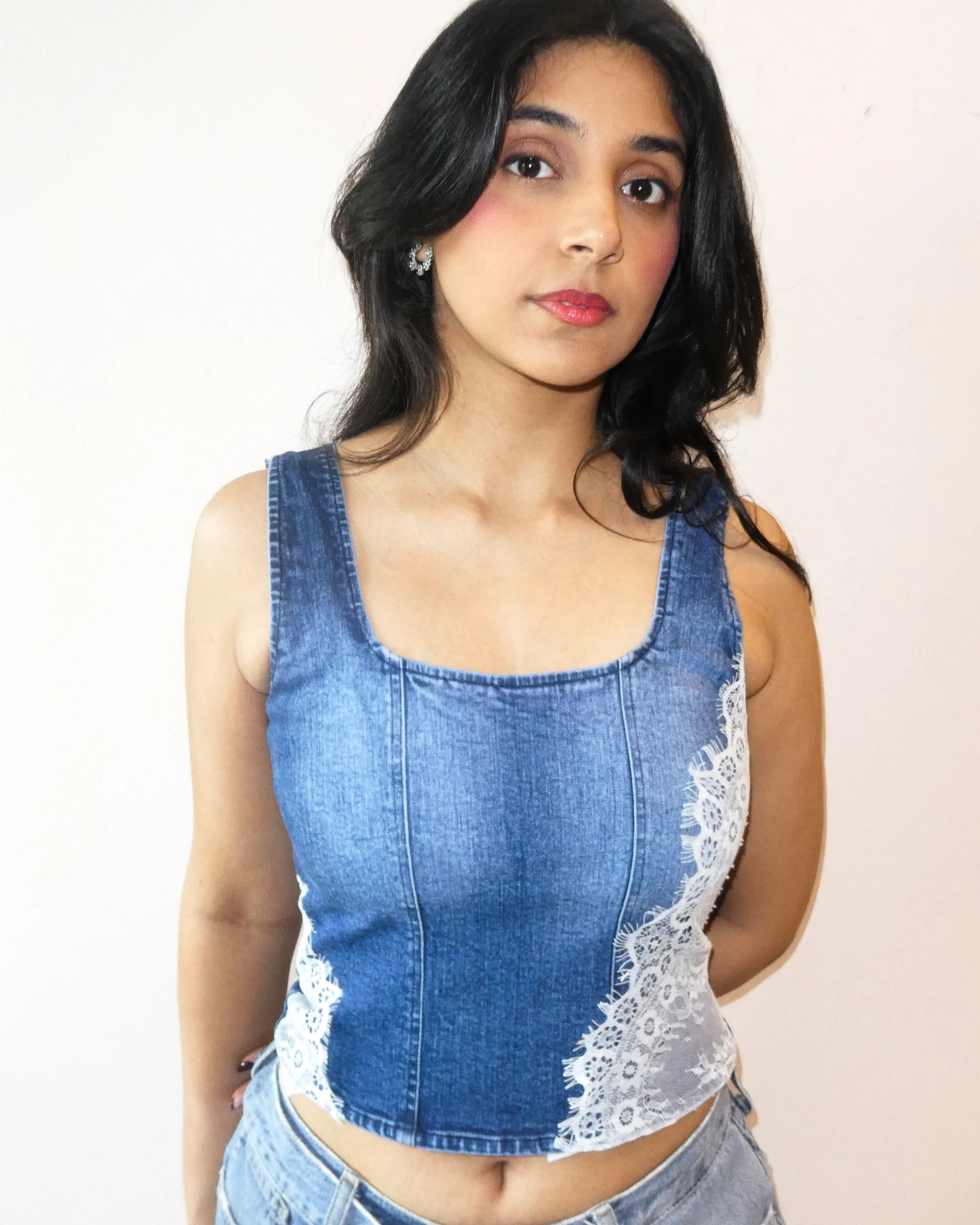 LACED DENIM CORSET