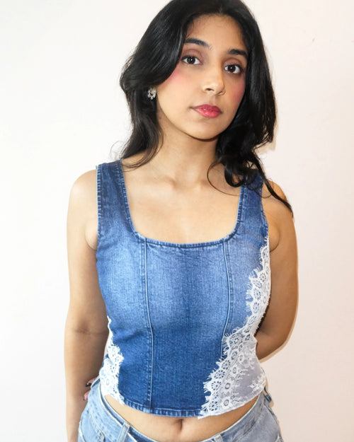 LACED DENIM CORSET