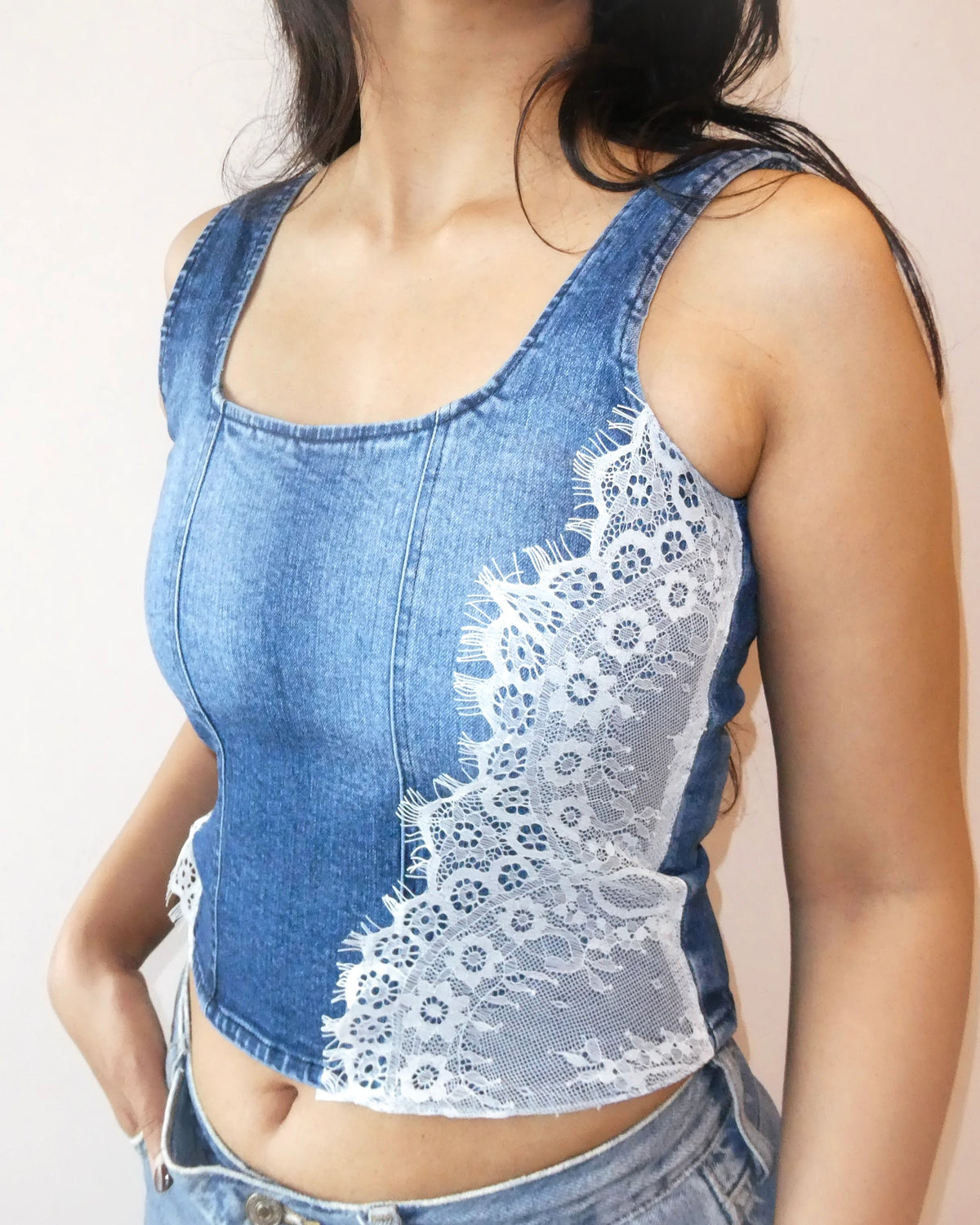 LACED DENIM CORSET
