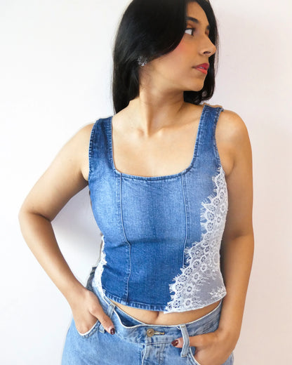 LACED DENIM CORSET