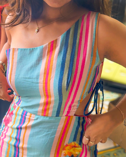 ONE SHOULDER WILDFLOWER MIDI DRESS