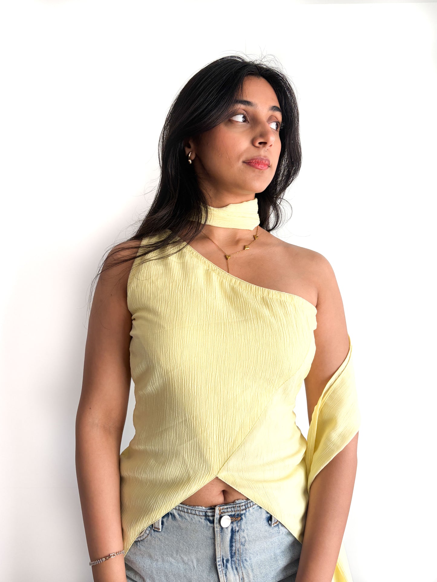 SCARF TOP IN BUTTER