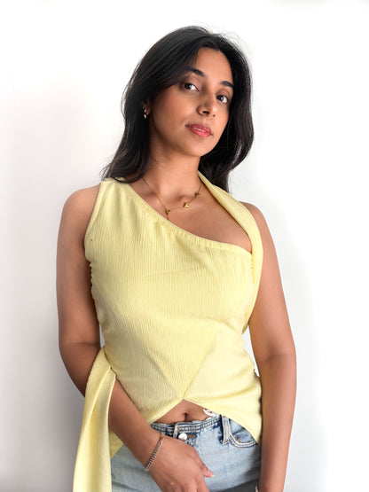 SCARF TOP IN BUTTER