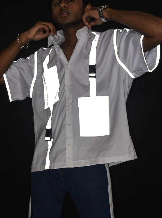 WHITE REFLECTIVE OVERSHIRT