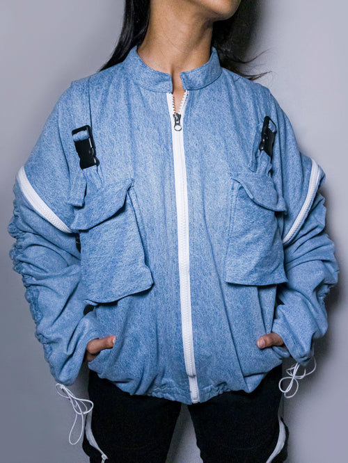 CONVERTIBLE UNISEX JACKET - DENIM