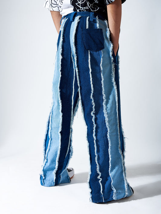 STRIP DENIM PANT BLUE